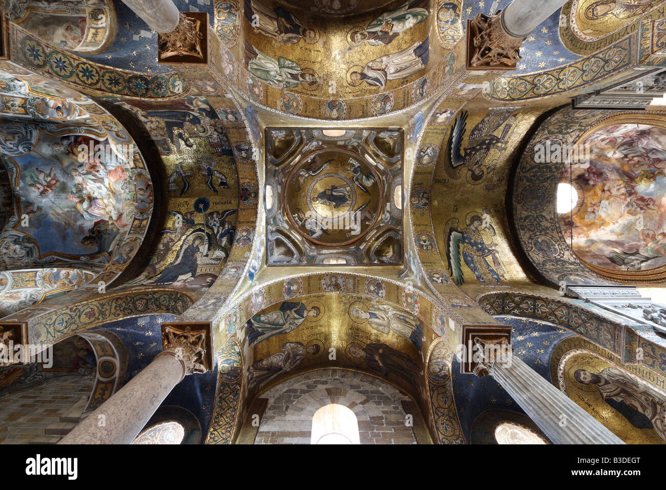Ceiling of La Martorana church, Palermo, Sicily, Italy Stock Photo