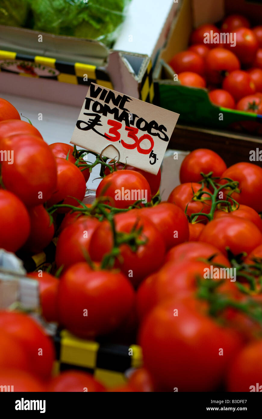 Tomato's for sale, Borough Market, London Stock Photo