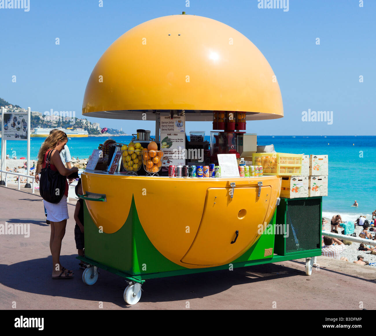 Juice Bar on the Promenade des Anglais, Nice Cote d'Azur, French Riviera, France Stock Photo