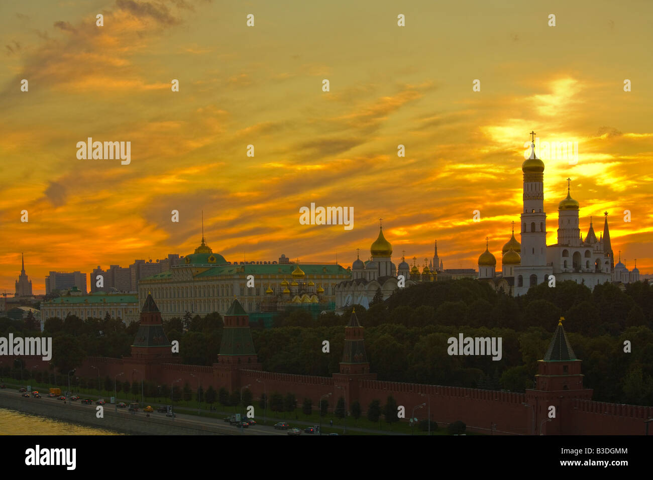 The Kremlin at sunset in Moscow Russia. Stock Photo