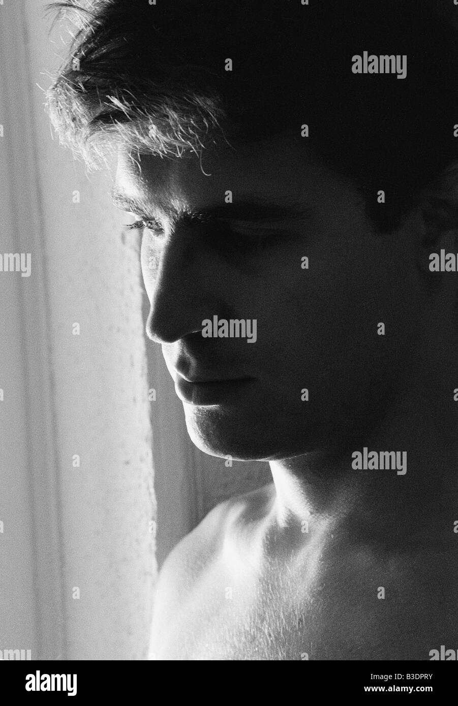 Portrait of young man. Black and white Stock Photo - Alamy