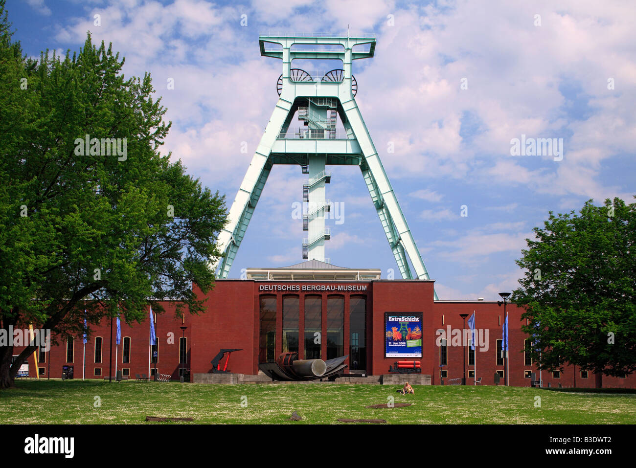 Route der Industriekultur, Deutsches Bergbau-Museum, Foerderturm der ehemaligen Zeche Germania in Dortmund-Marten, Bochum, Ruhrgebiet, NRW Stock Photo