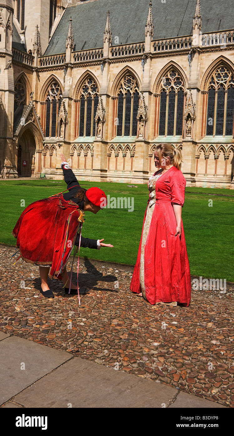 Play acting. Shakespeare company. Cambridge University. Cambridgeshire.East Anglia.UK Stock Photo