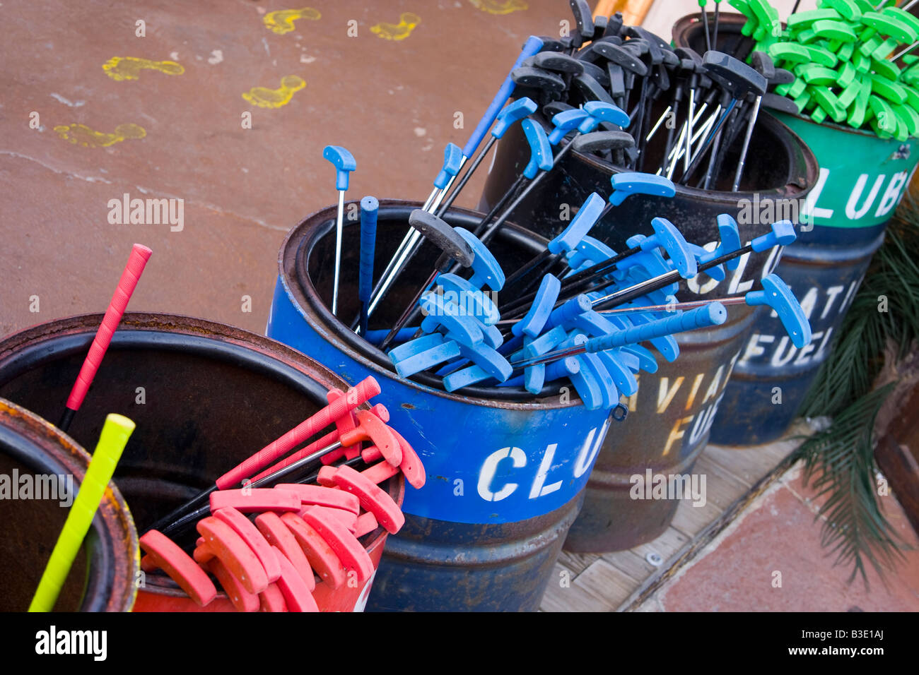 Putters for miniature golf Stock Photo