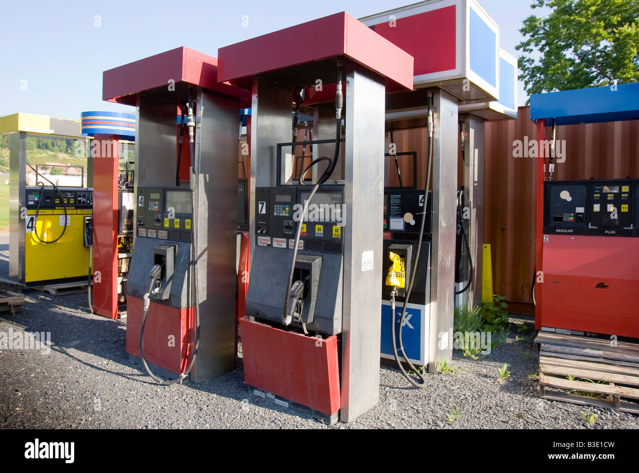 Broken gas pumps Stock Photo Alamy