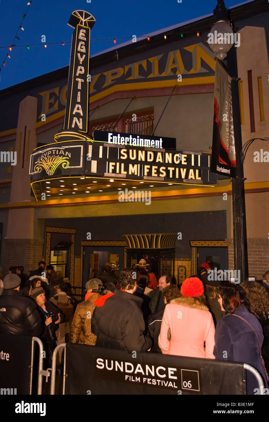 PARK CITY UTAH USA - People at the Egyptian Theatre on Main Street during the Sundance Film Festival Stock Photo