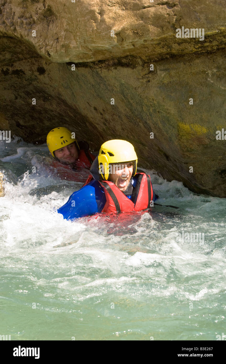 Europe France Provence canyoning in Gorges du Verdon near Point Sublime Stock Photo