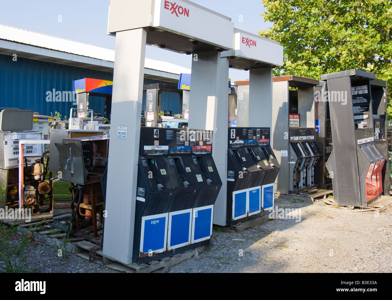 Broken gas pumps Stock Photo Alamy