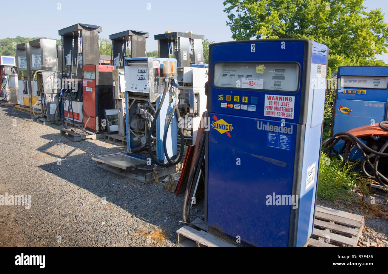 Broken gas pumps Stock Photo Alamy
