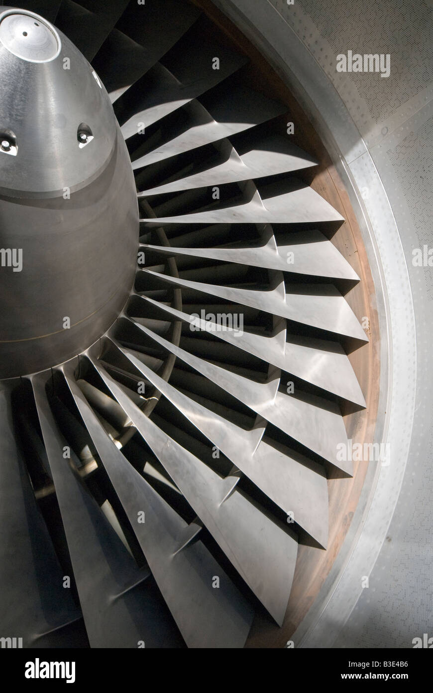 Rolls Royce RB211 turbofan engine fan blades Stock Photo
