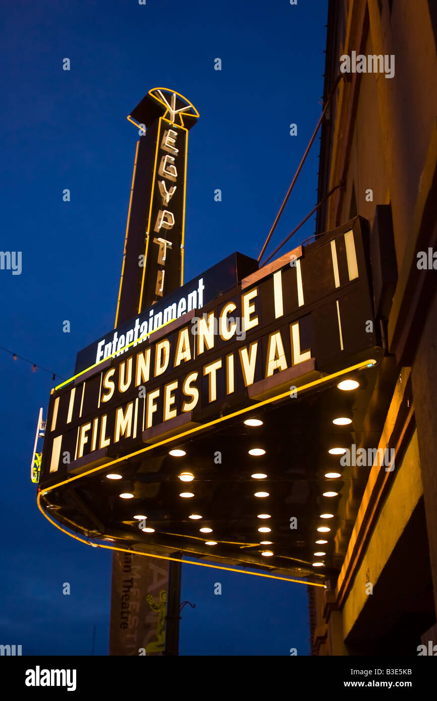 PARK CITY UTAH USA - Marquee of the Egyptian Theatre on Main Street during the Sundance Film Festival Stock Photo