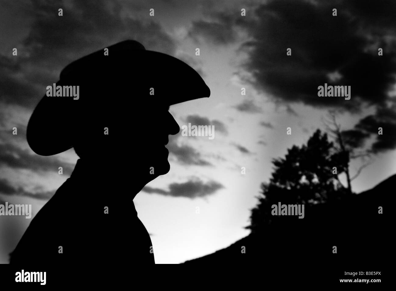 A Colorado cowboy and ranch manager photographed at sunset Stock Photo