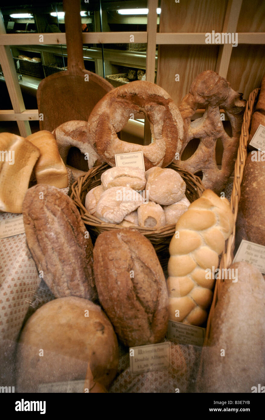 DISPLAY OF FRENCH BREAD Stock Photo