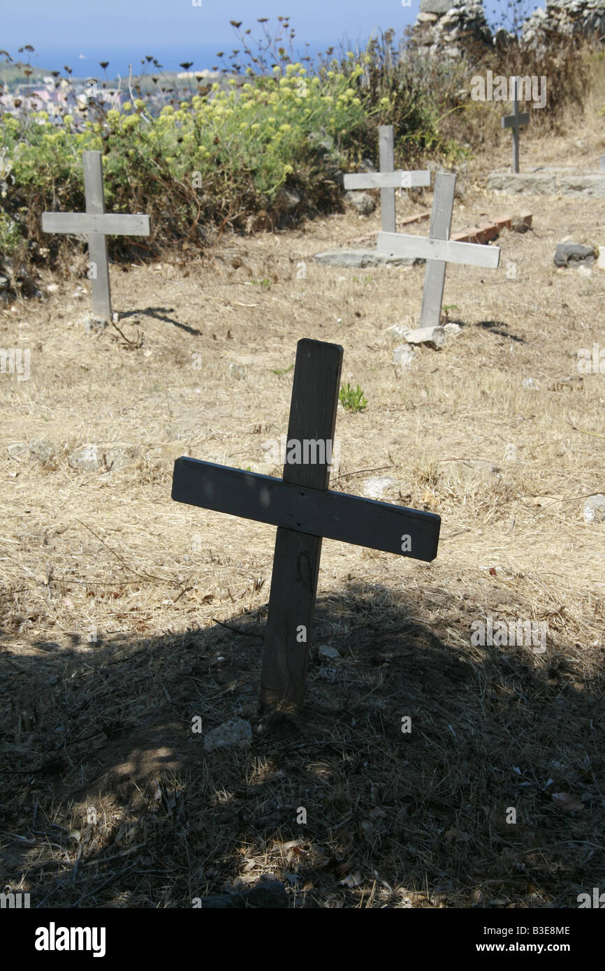 prisoners graves on santo stefano prison island, italy Stock Photo