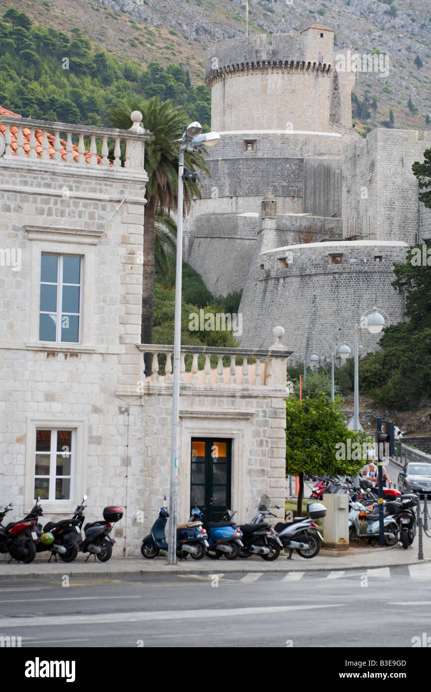 Scooters parked in Pile, just outside Dubrovnik old town defensive