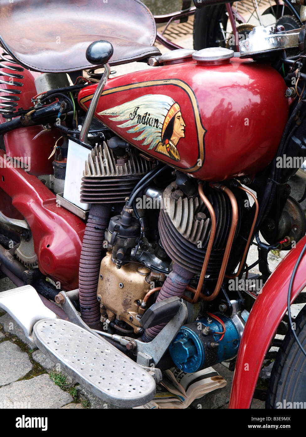 Red vintage Indian motorcycle closeup Breda Noord Brabant Netherlands Stock  Photo - Alamy