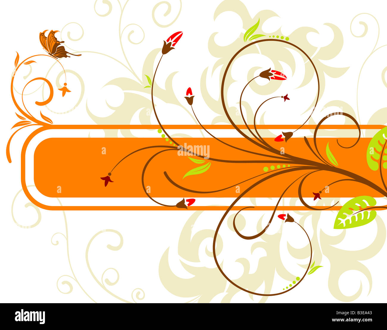 Flower background with frame and butterfly Stock Photo - Alamy