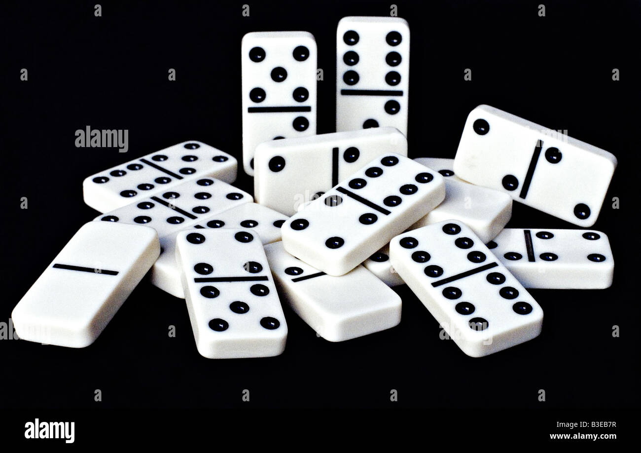 domino pieces on a black background Stock Photo