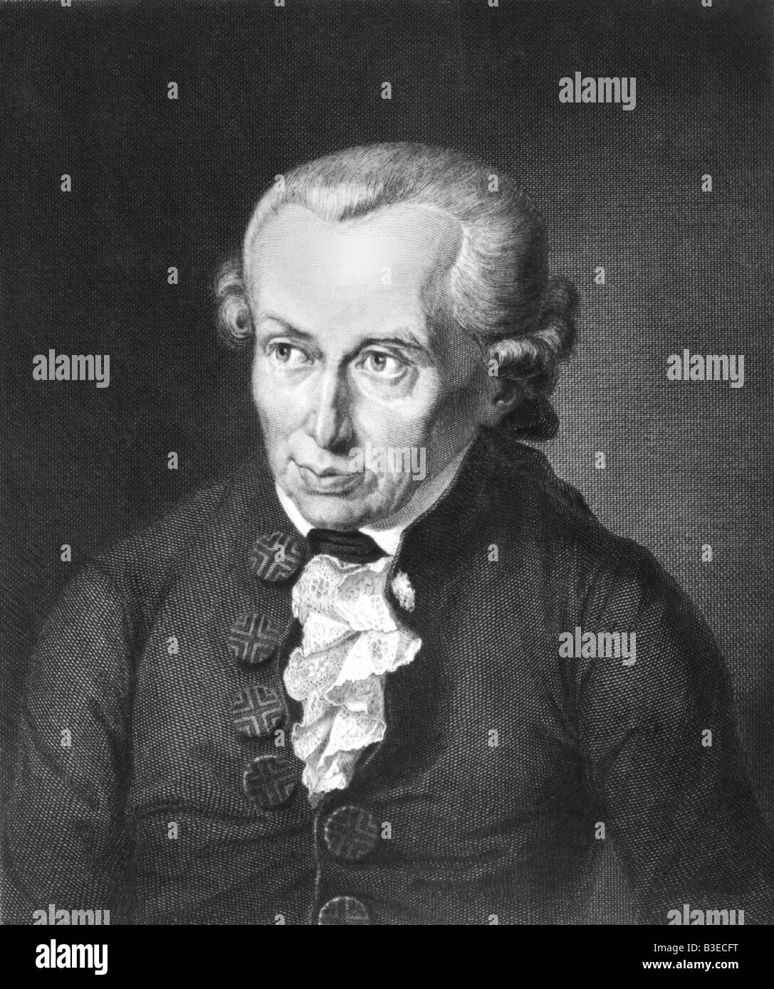 Kant, Immanuel  22.4.1724 - 12.2.1804, German philosopher, half length, engraving, 1860, , Stock Photo