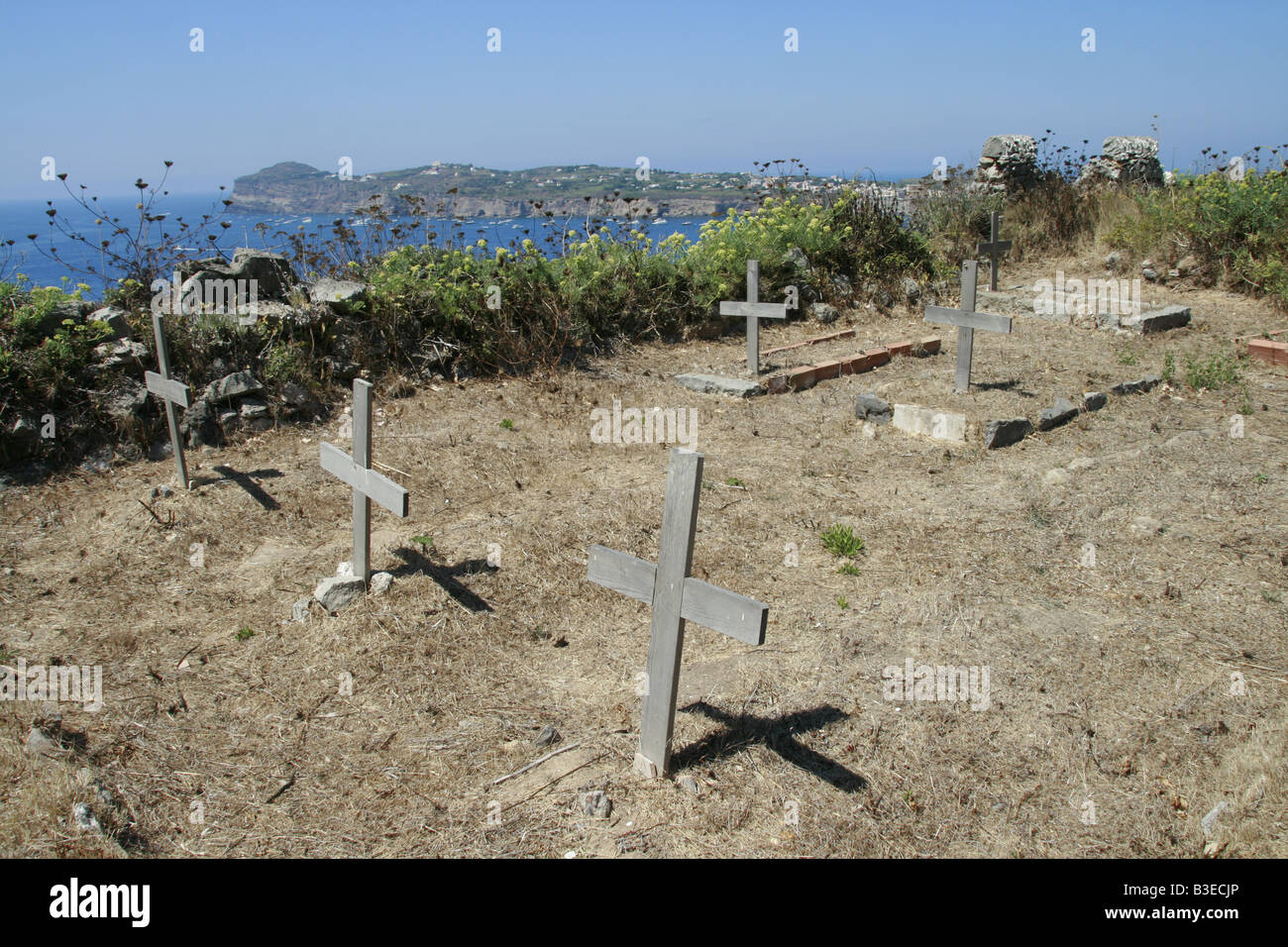 prisoners graves on santo stefano prison island, italy Stock Photo