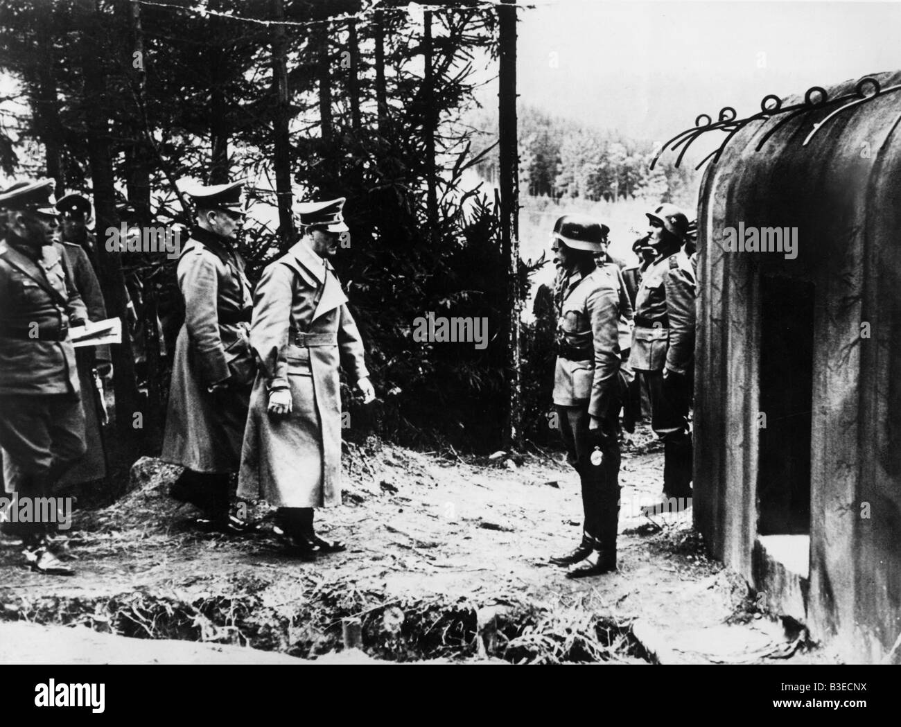 Hitler entering Bunker/Photo about 1944. Stock Photo