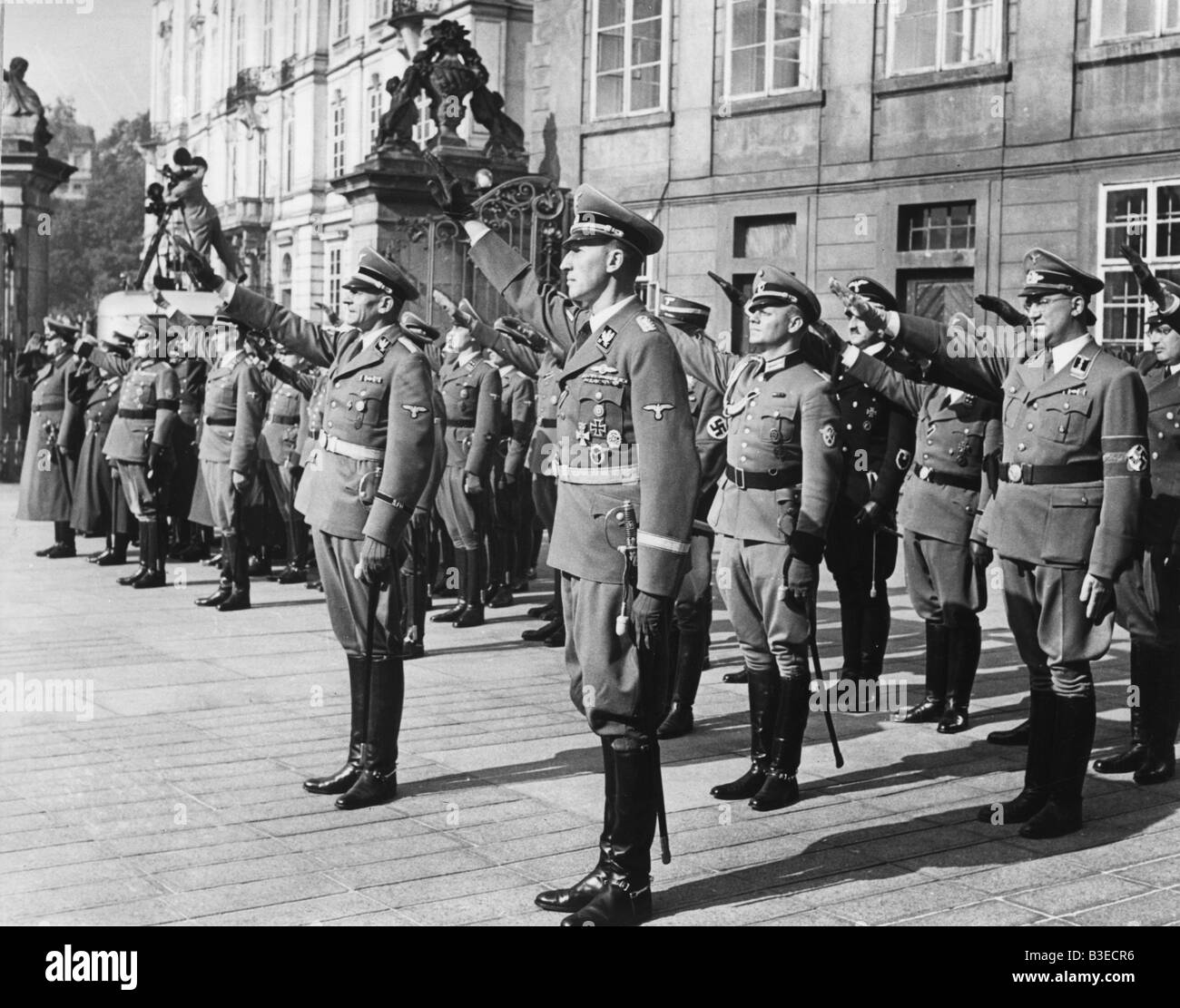 Heydrich and Frank in Prague 1941 Stock Photo