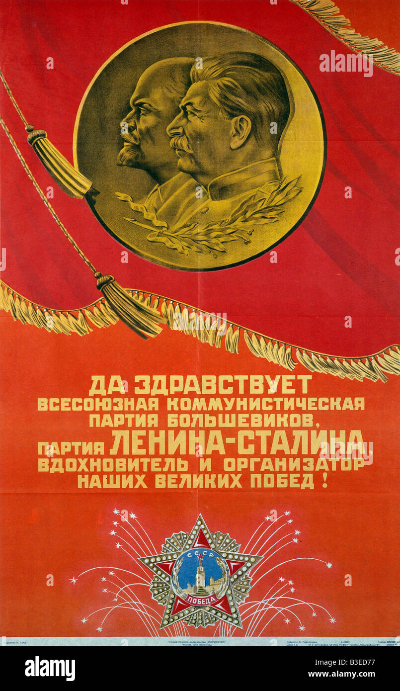 Stalin / Communist Party / Poster / 1945 Stock Photo