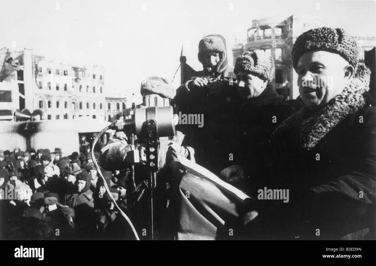 Khrushshev in Stalingrad / Photo 1943 Stock Photo