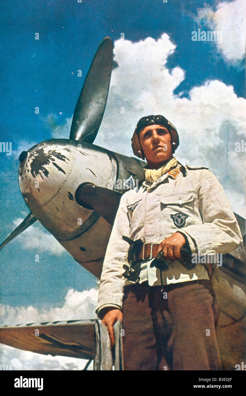 Oberf{hnrich K. in front of Me 109, 1941 Stock Photo