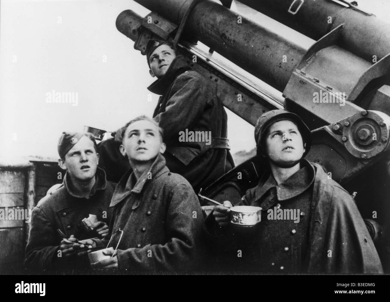 Young anti-aircraft gunners / WWII/ 1944 Stock Photo