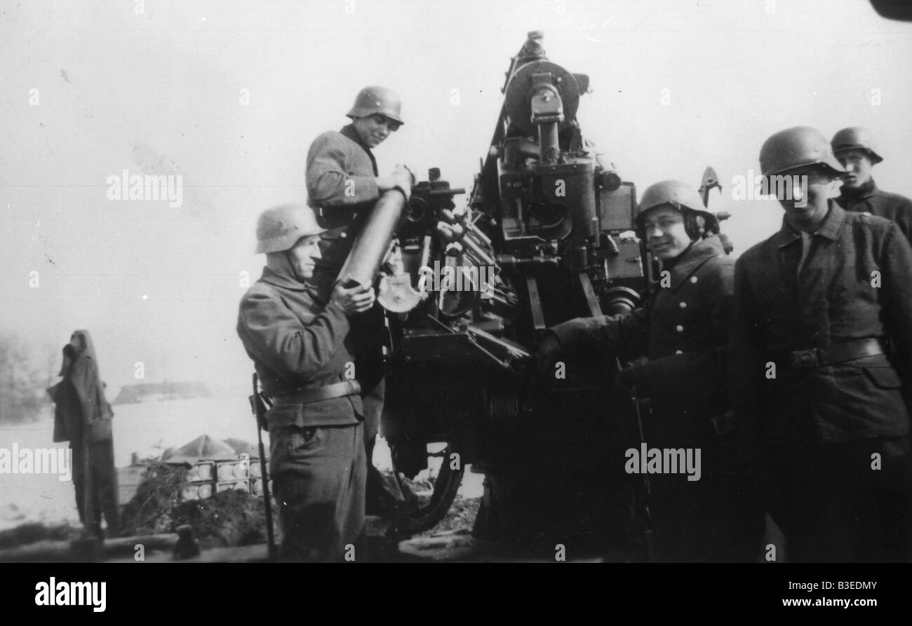 Hitler Youth / Anti-aircraft / 1944 Stock Photo