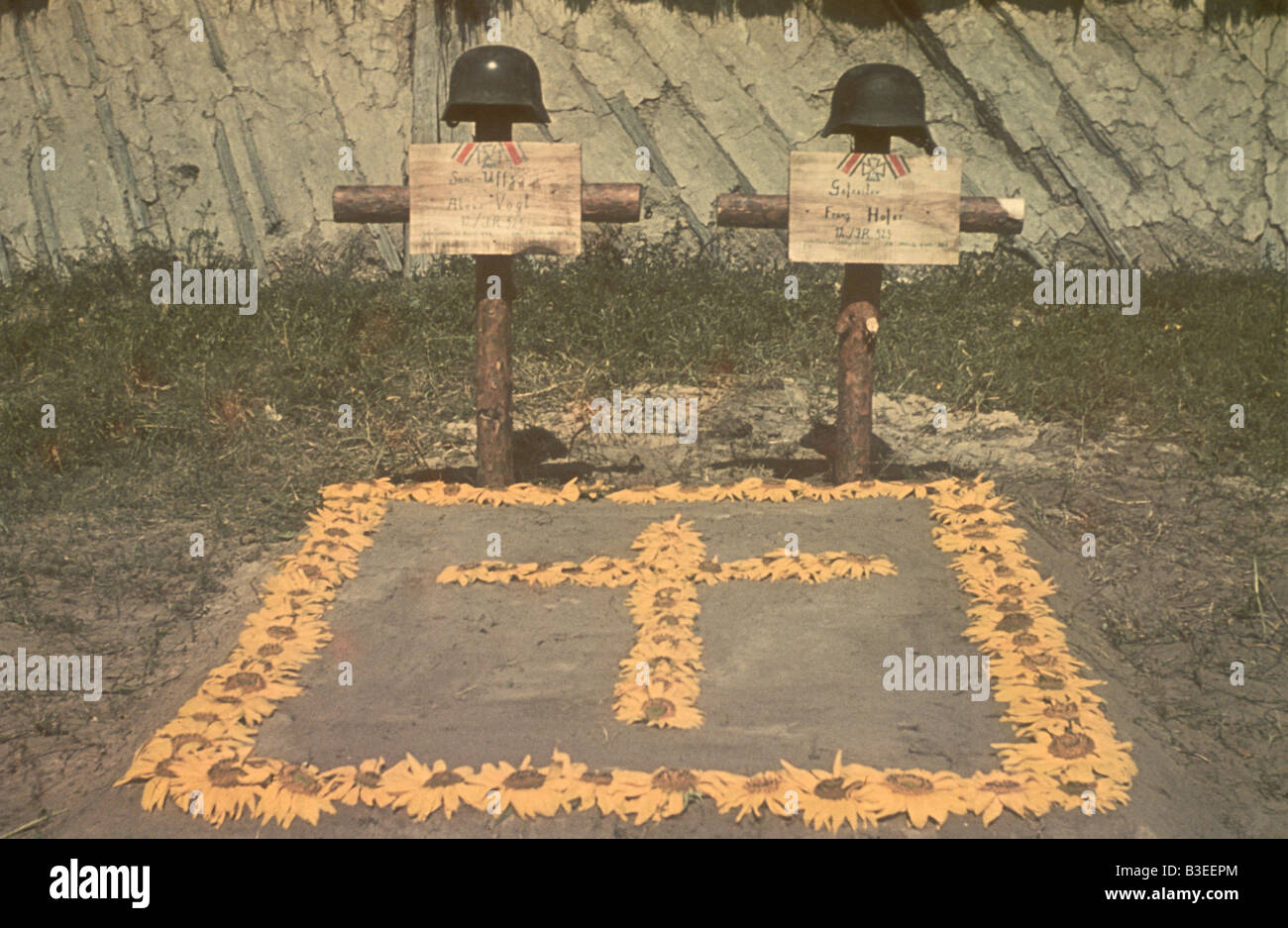 Soldiers' graves, Eastern Front / WWII Stock Photo