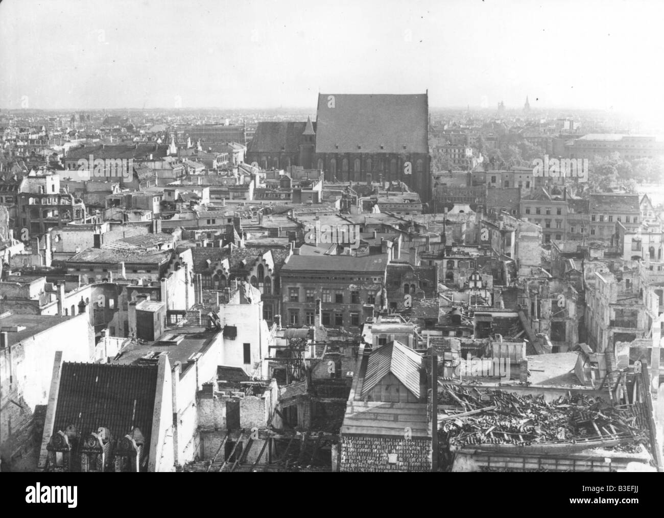 Breslau, View from town hall 1945 Stock Photo