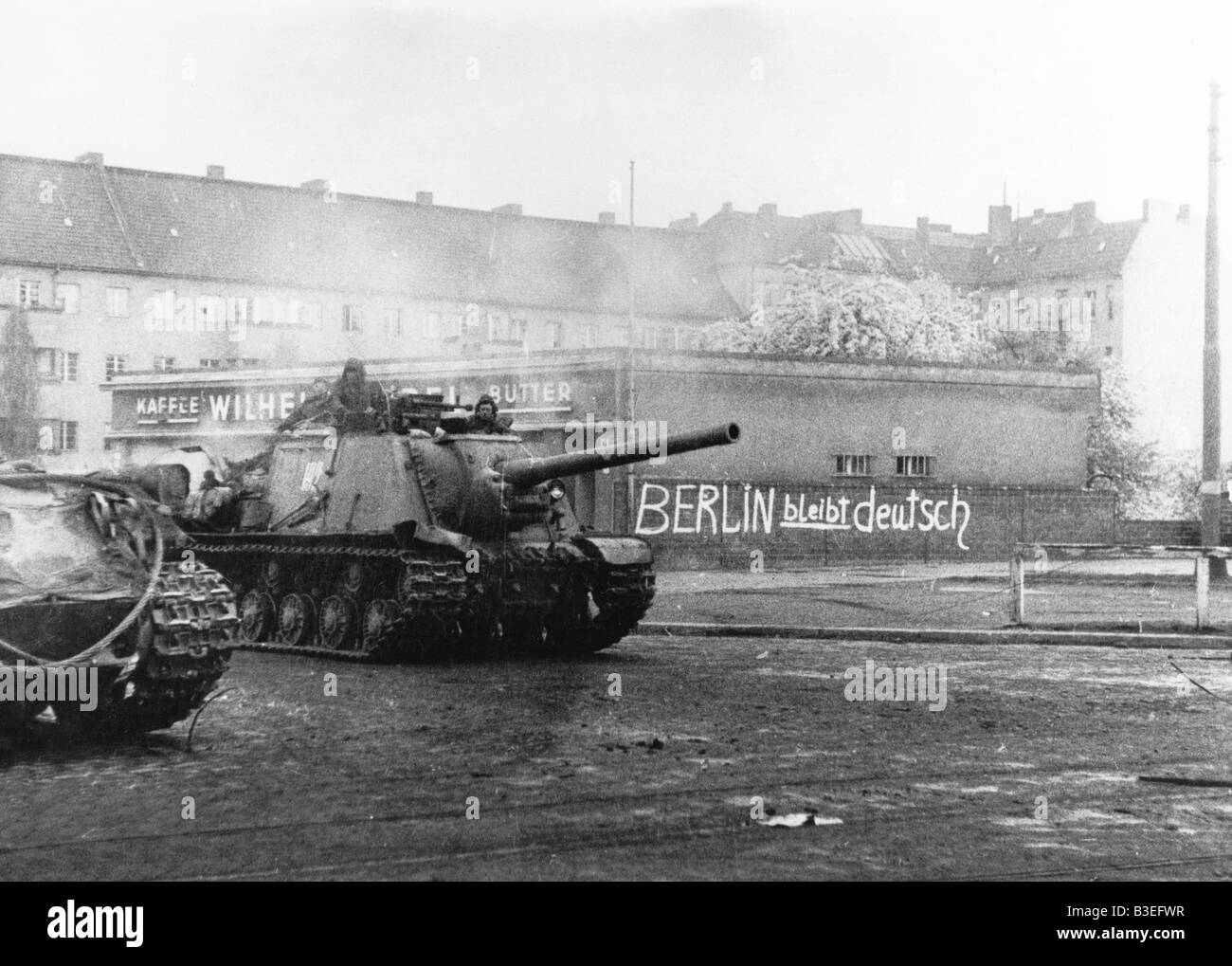 Soviet tank / Berlin / 1945 Stock Photo