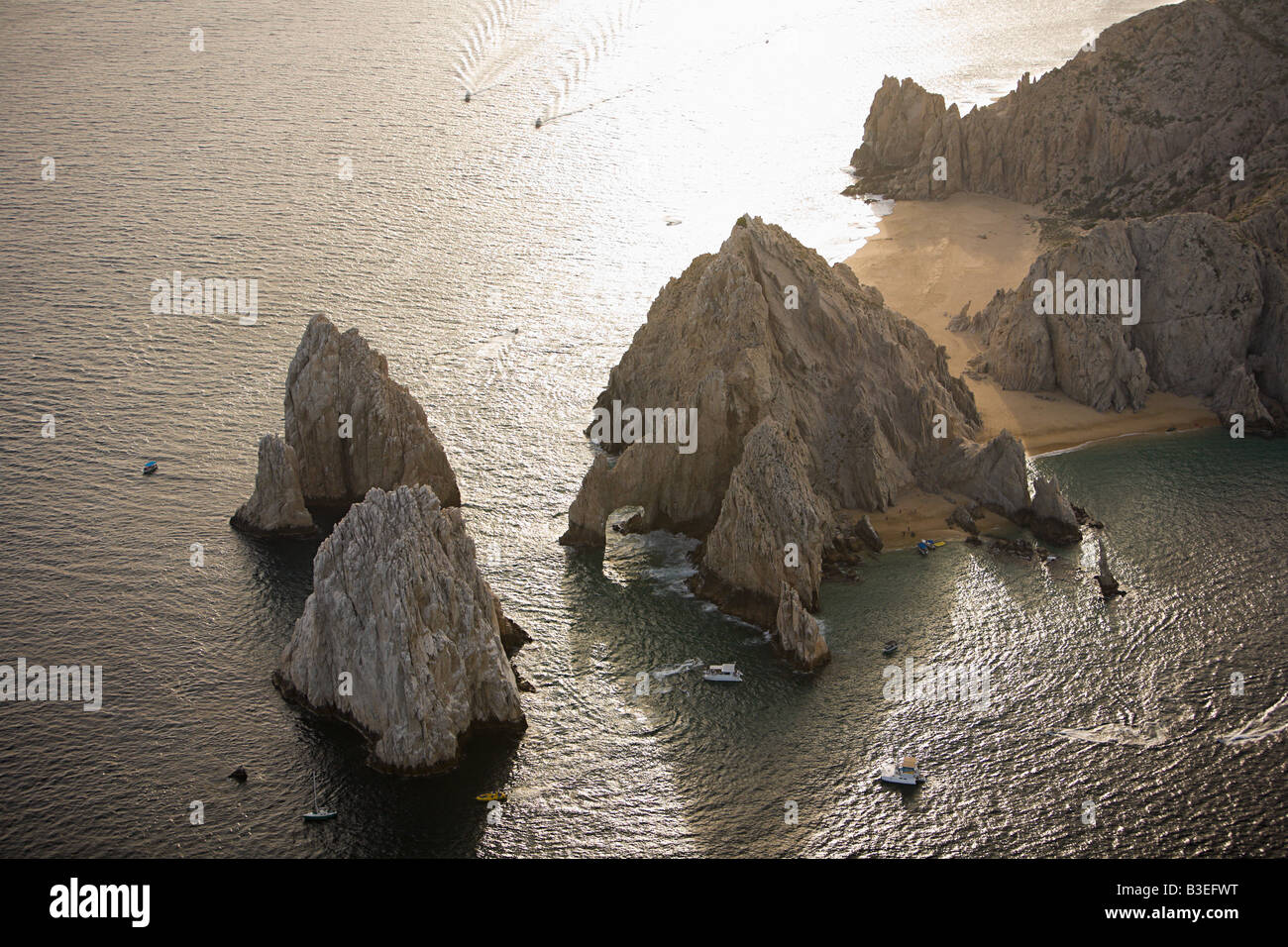 Aerial view of rocks and sea Stock Photo