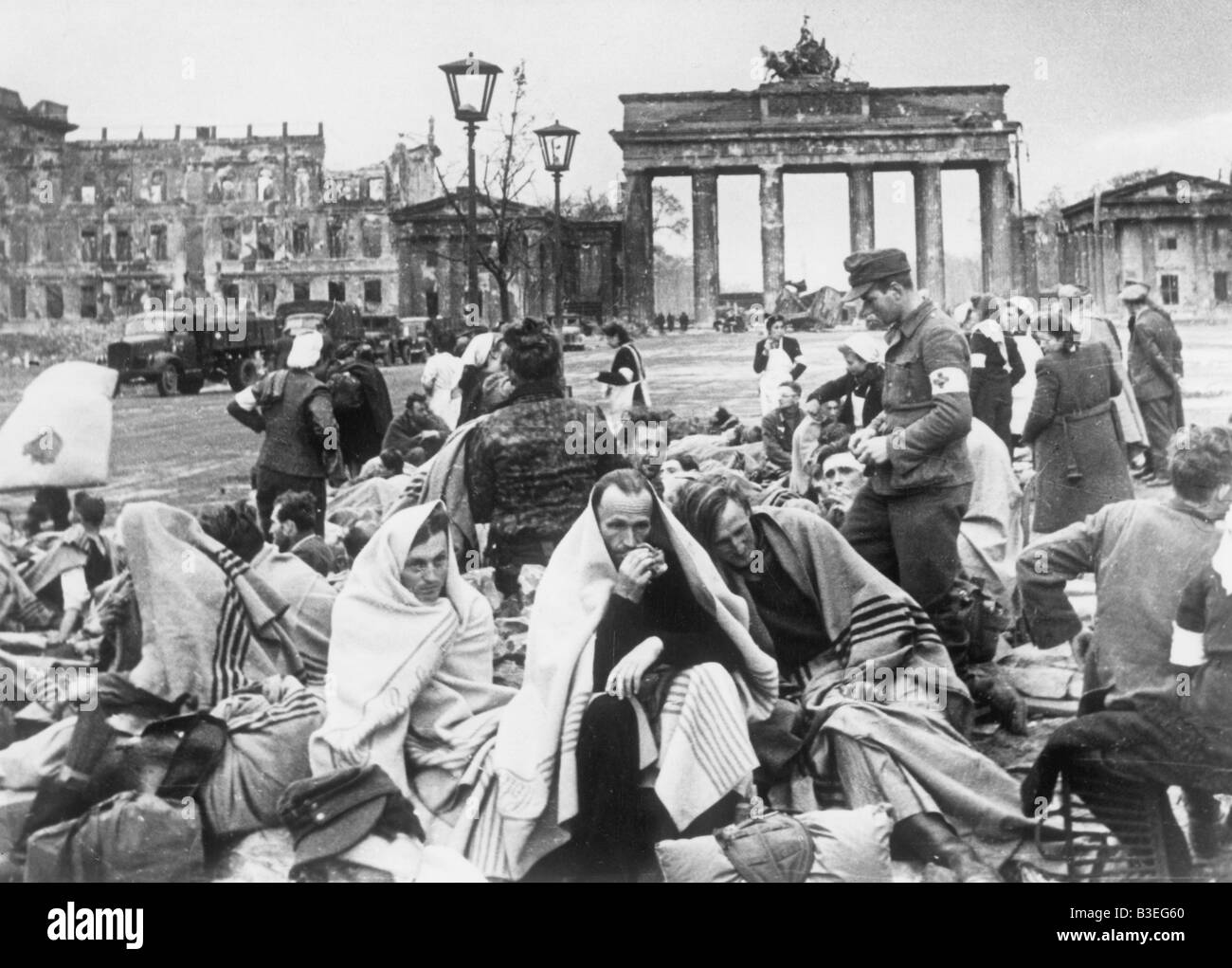 German POWs-Brandenburg Gate/Berlin/1945 Stock Photo