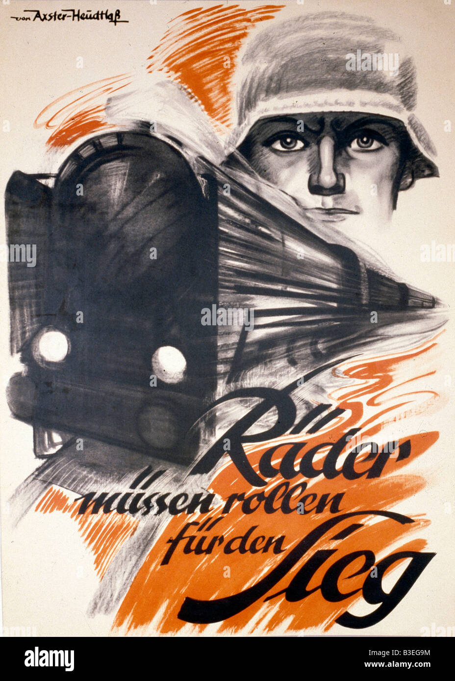 NS-Propaganda Poster/Second World War. Stock Photo