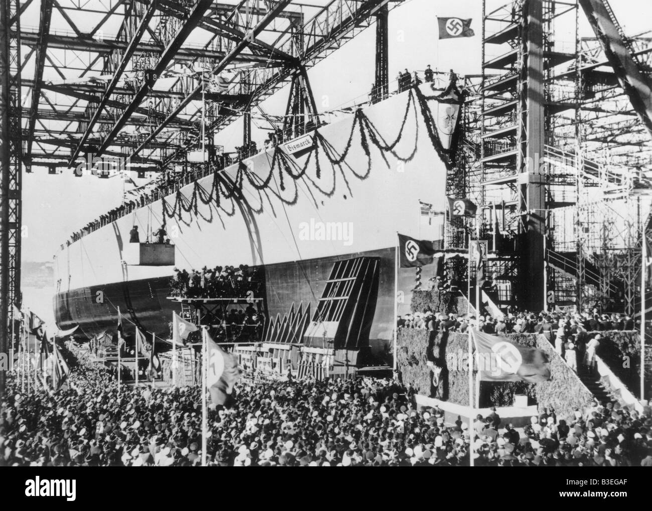 Launching of the 'Bismarck' 1939. Stock Photo