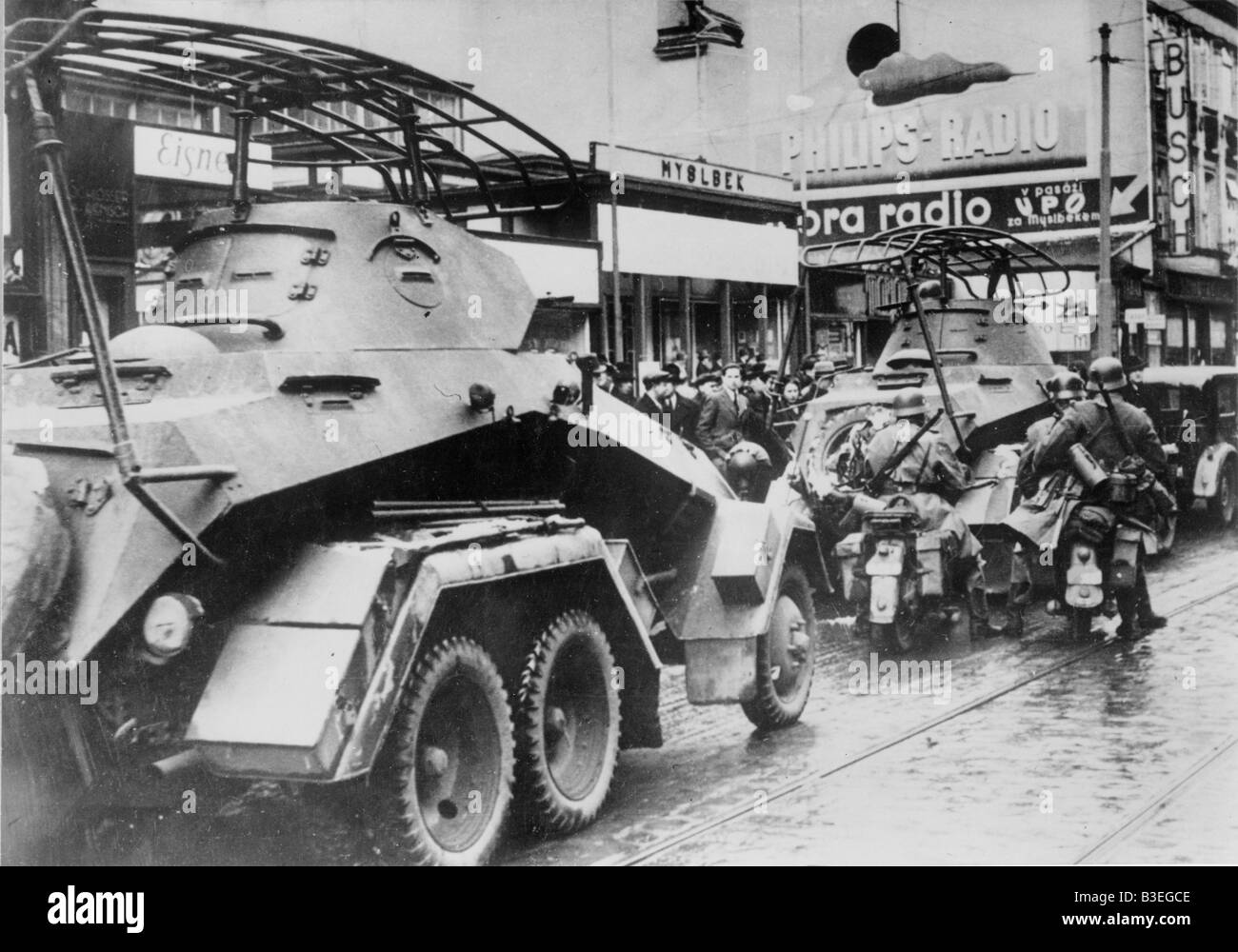Tanks of Wehrmacht in Prageu, 1939. Stock Photo