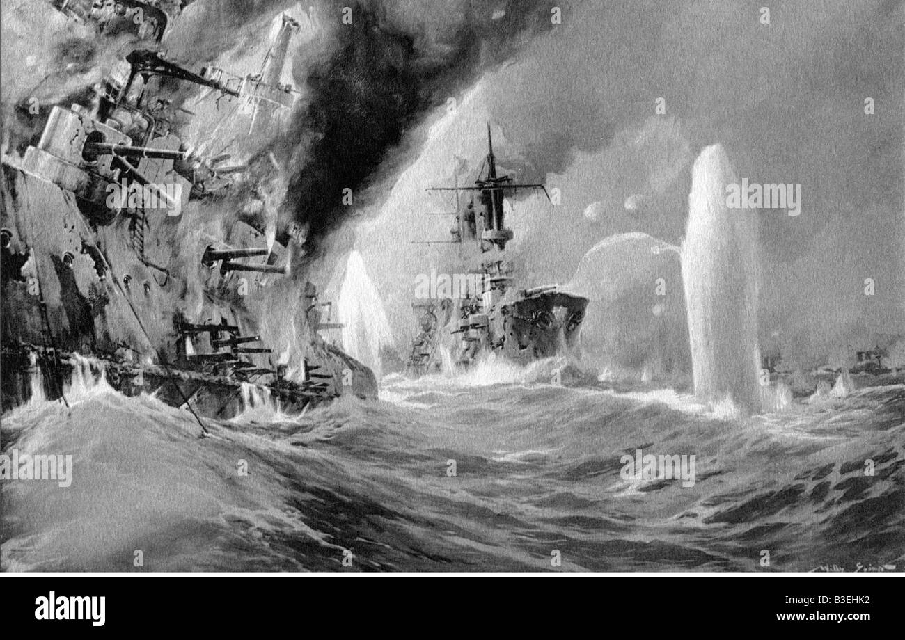 events, First World War / WWI, naval warfare, Baltic Sea, destruction of Russian warships, 1914, Stock Photo