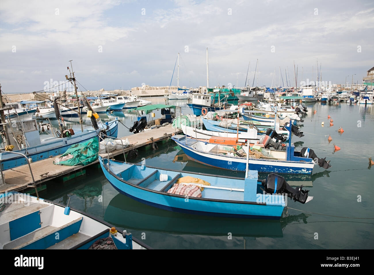 Fishing boats in jaffa harbour Stock Photo