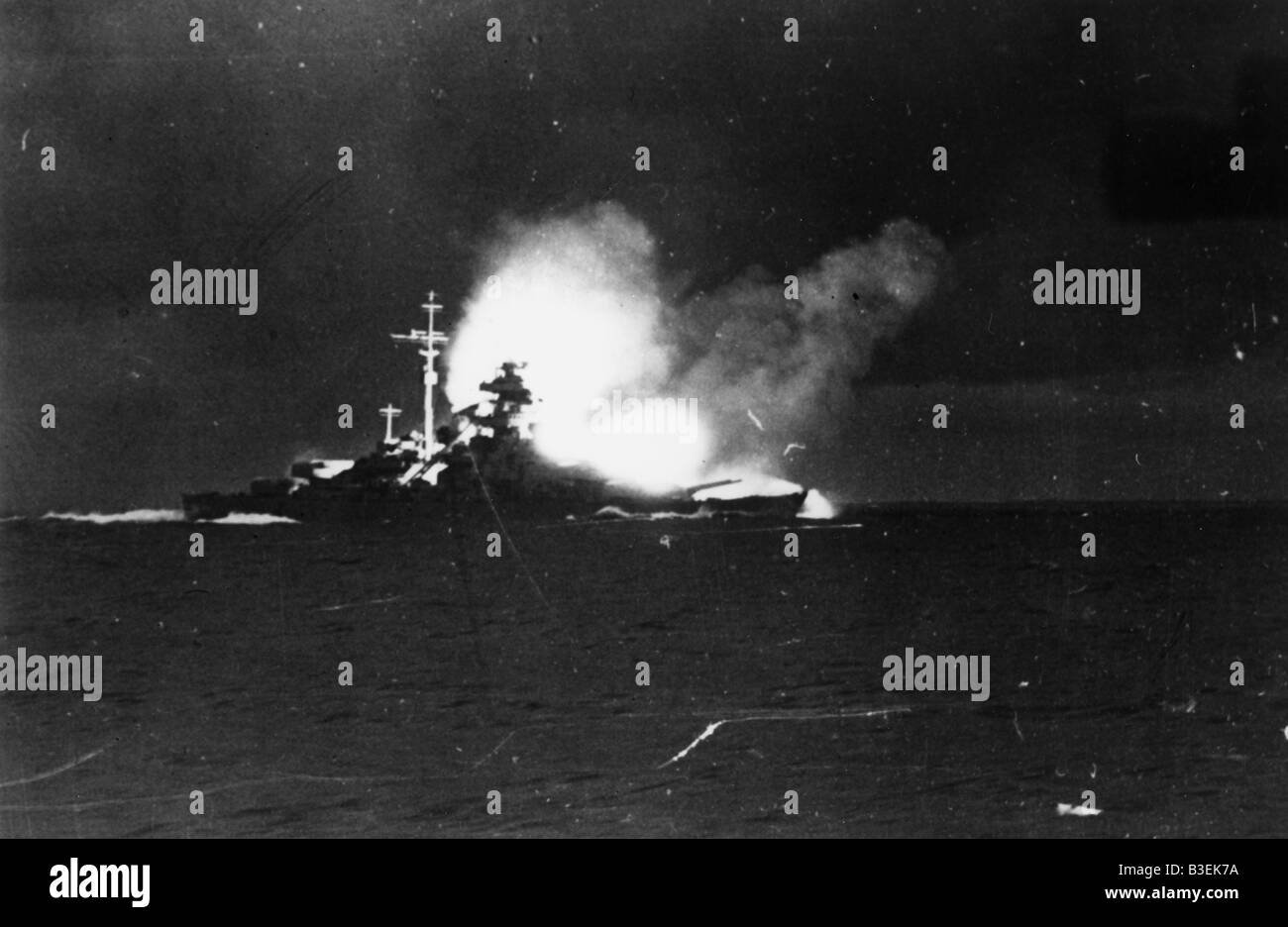 Sinking of Battleship Bismarck 1941 Stock Photo