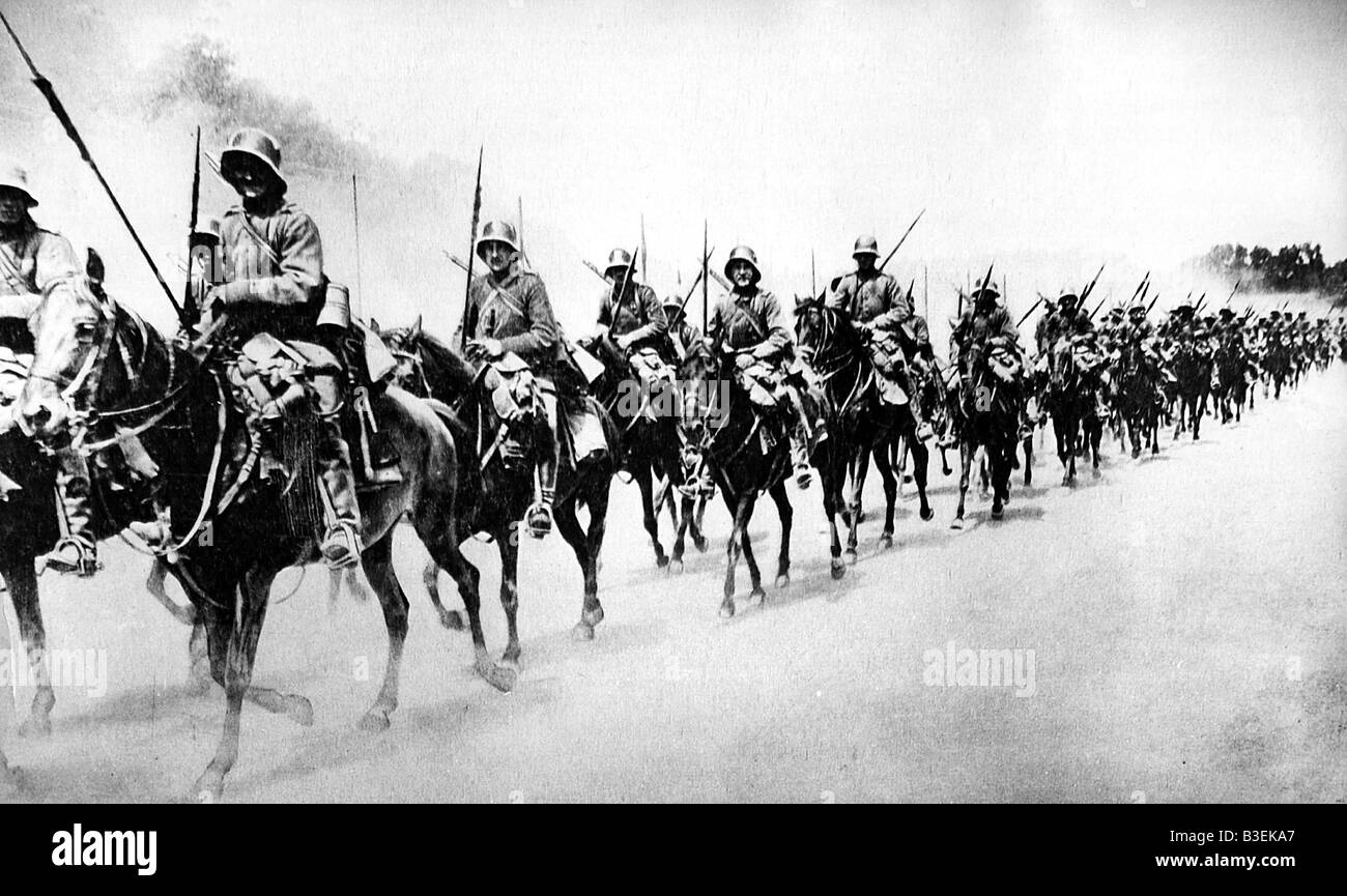 events, First World War / WWI, Western Front, advancing German cavalry, France, spring 1918, Stock Photo