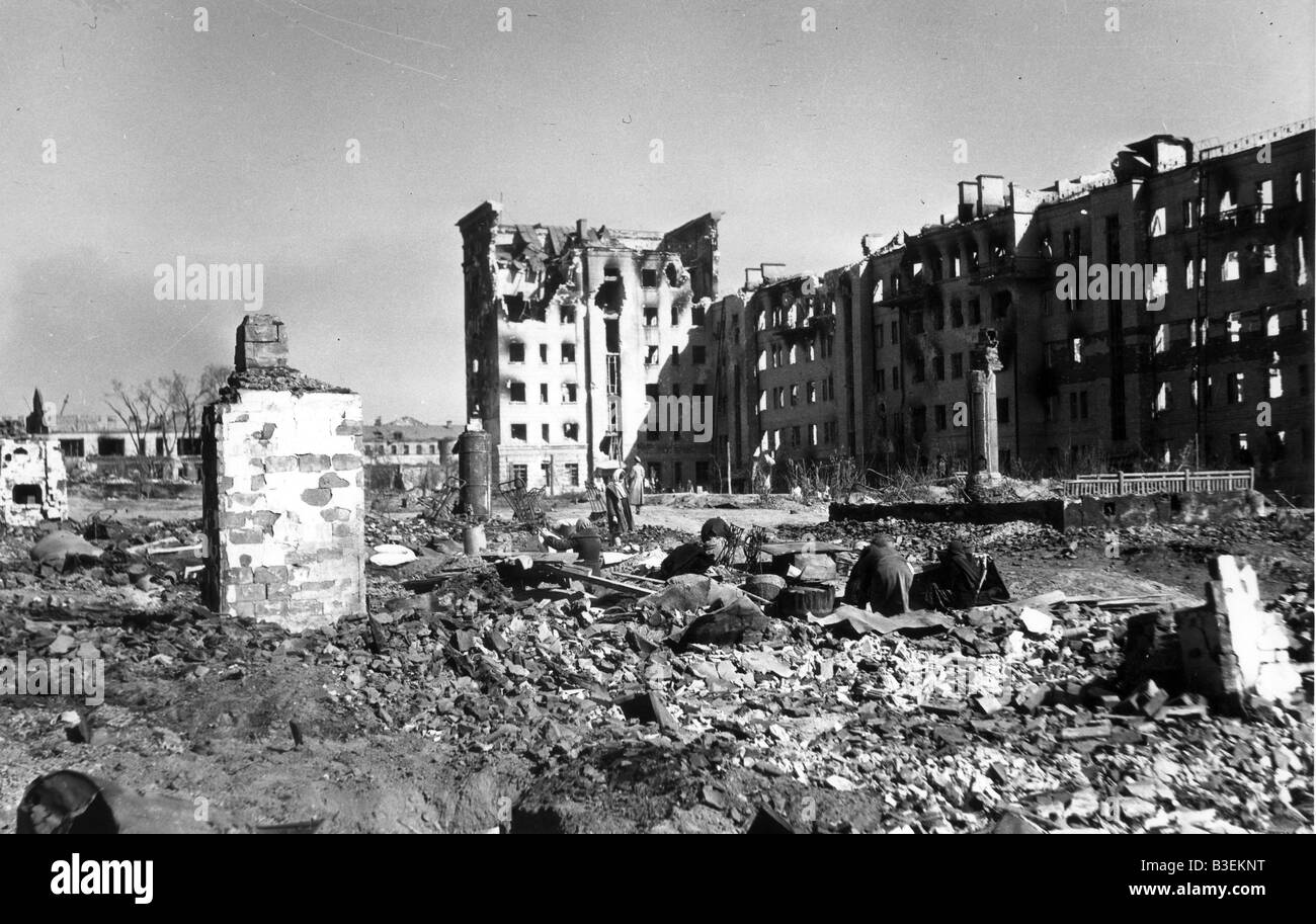 Destroyed Residential Buildings/1942. Stock Photo