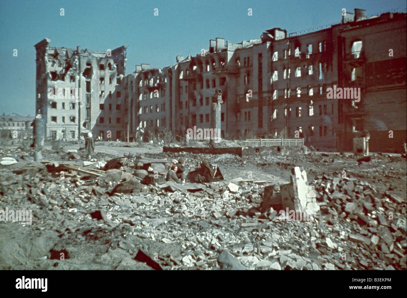 Destroyed Residential Buildings/1942. Stock Photo
