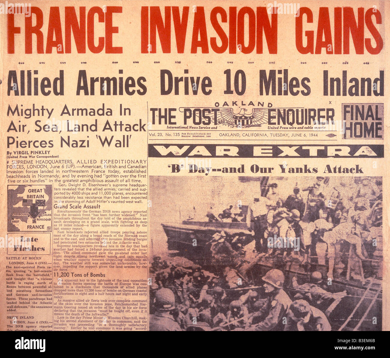 France Invasion Gains / Title Post Inq. Stock Photo
