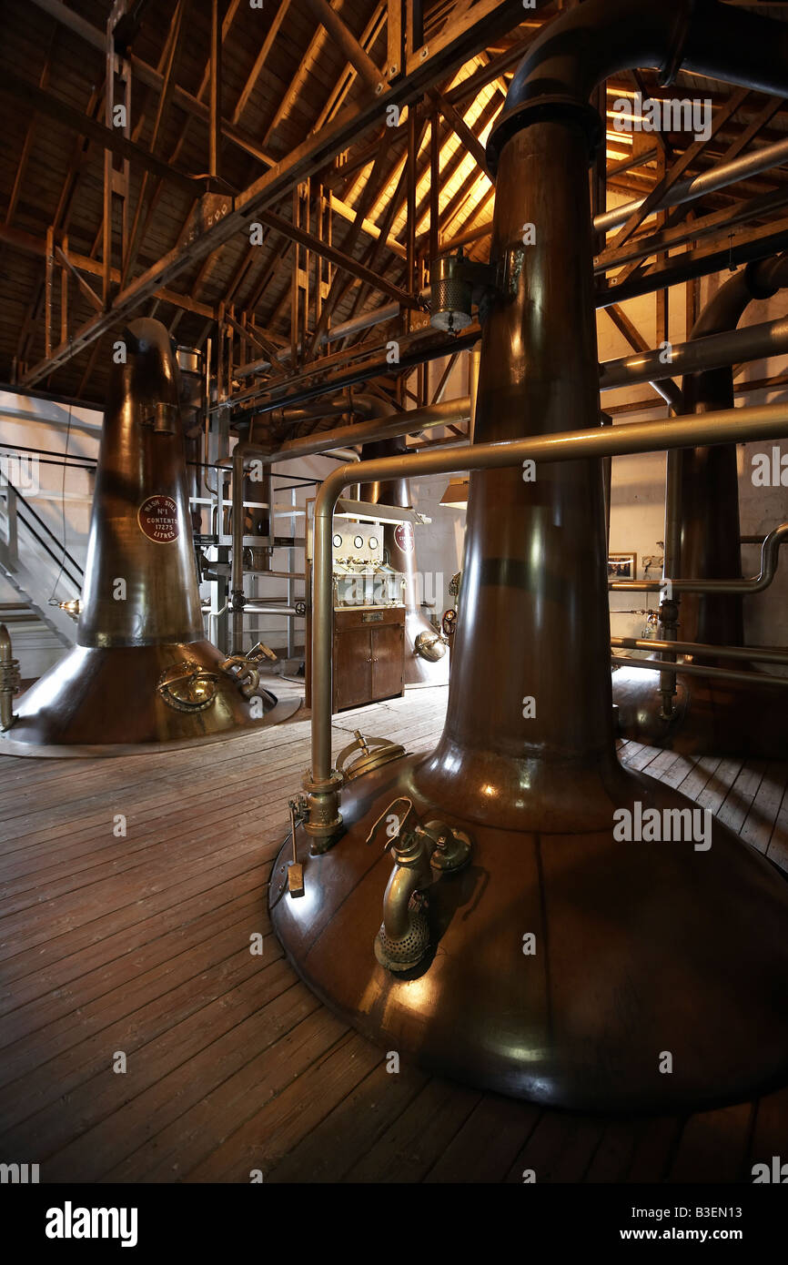 Copper pot stills at the Bruichladdich whisky distillery Isle of Islay