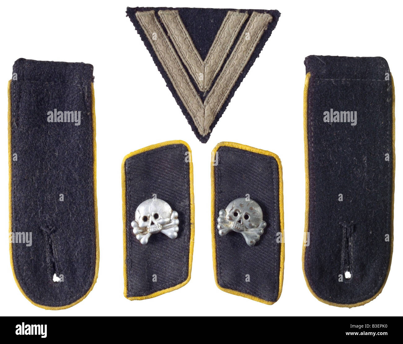 military, uniforms, Germany, Army, armoured corps, badges, shoulderstraps, Collar tabs & chevron of a acting corporal, 1935 - 1945, Wehrmacht, 20th century, , Stock Photo