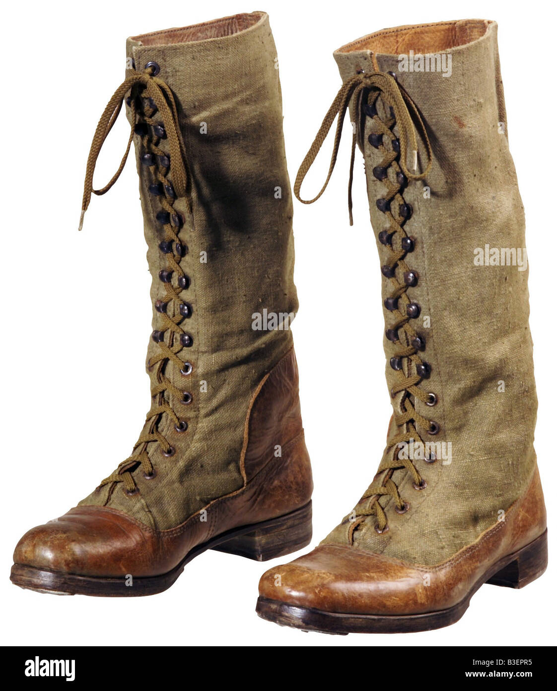military, uniforms, Germany, footgear, linen laced boots, manufactured 1942, army type, Wehrmacht, Third Reich, Second World War, North Afrika, German Africa Corps, , Stock Photo