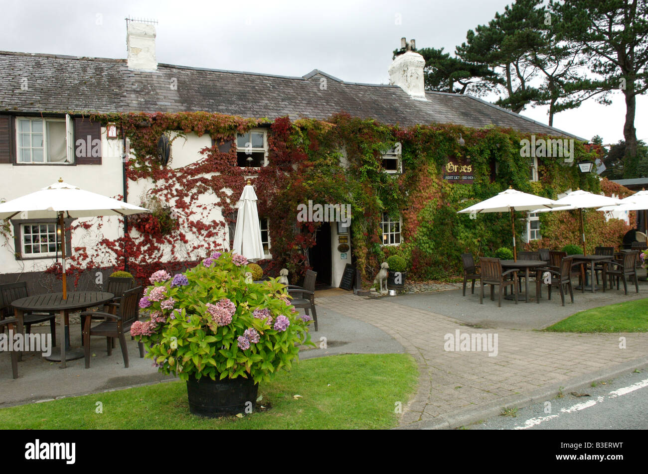 The Groes Inn, Pub, Hotel and Restaurant, Conway Valley, Gwynedd, Wales Stock Photo